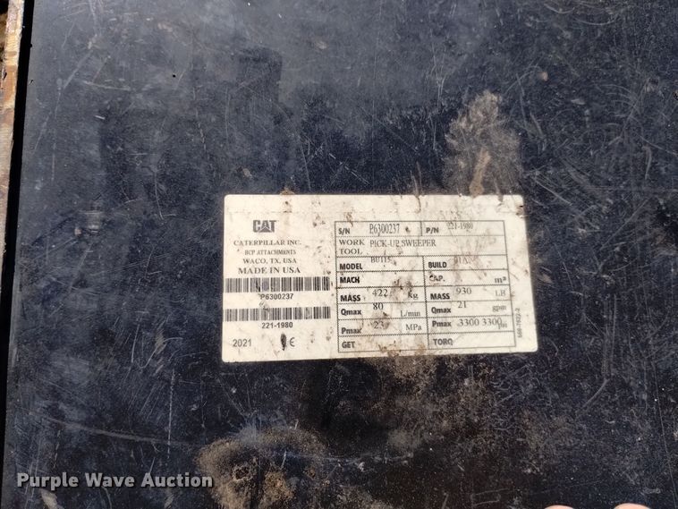 image for item LN9902 2021 Caterpillar BU115  skid steer sweeper