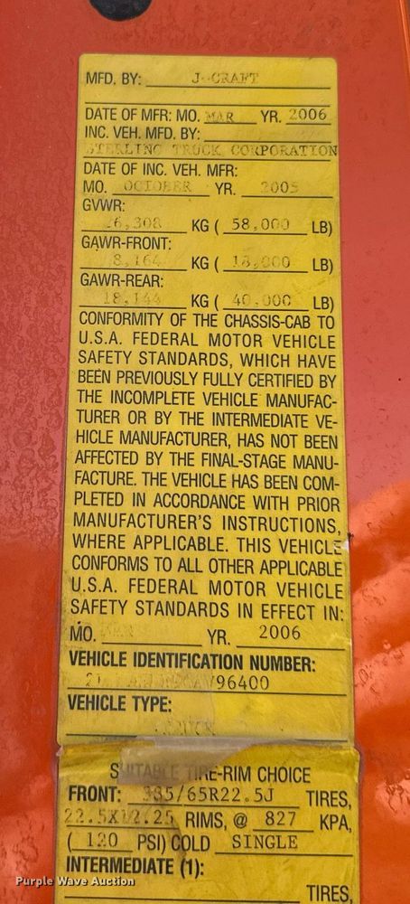 image for item LO9338 2006 Sterling LT  dump truck