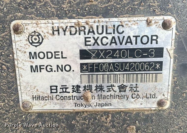 image for item LO9356 2009 Hitachi ZX240LC-3  excavator