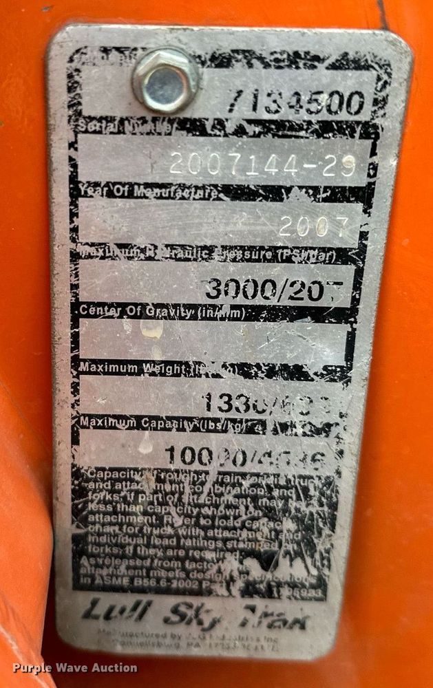 image for item LO9357 2007 Lull 944E-42  telehandler