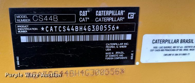 image for item LO9367 2021 Caterpillar CS44B  single drum vibratory roller