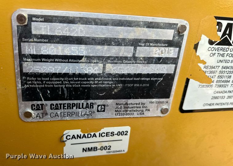 image for item LO9375 2019 Caterpillar TL642D  telehandler