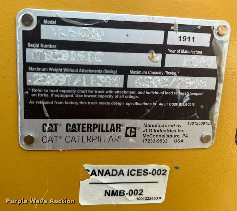 image for item LO9378 2020 Caterpillar TL642D  telehandler