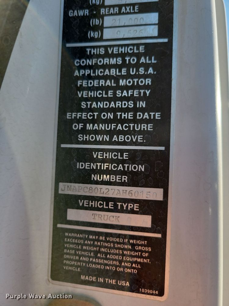 image for item LO9973 2007 Nissan UD3300  street sweeper truck