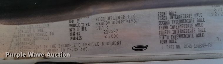 image for item LQ9256 2004 Sterling Condor  refuse truck