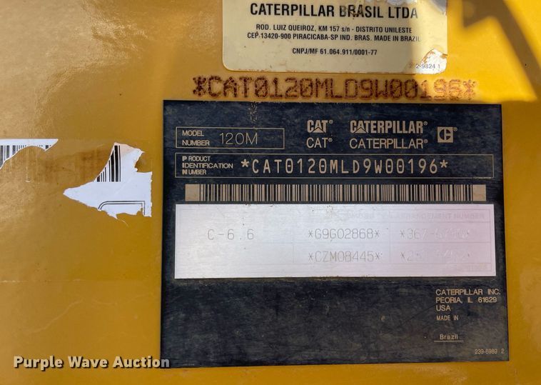 image for item LV9250 2011 Caterpillar 120M  motor grader