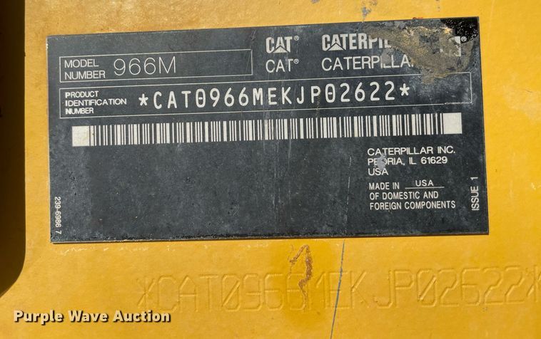 image for item LV9252 2017 Caterpillar 966M  wheel loader
