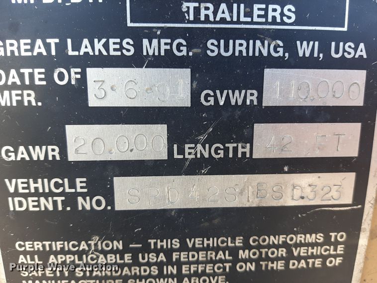 image for item LX9851 1991 Great Lakes  sandblasting trailer