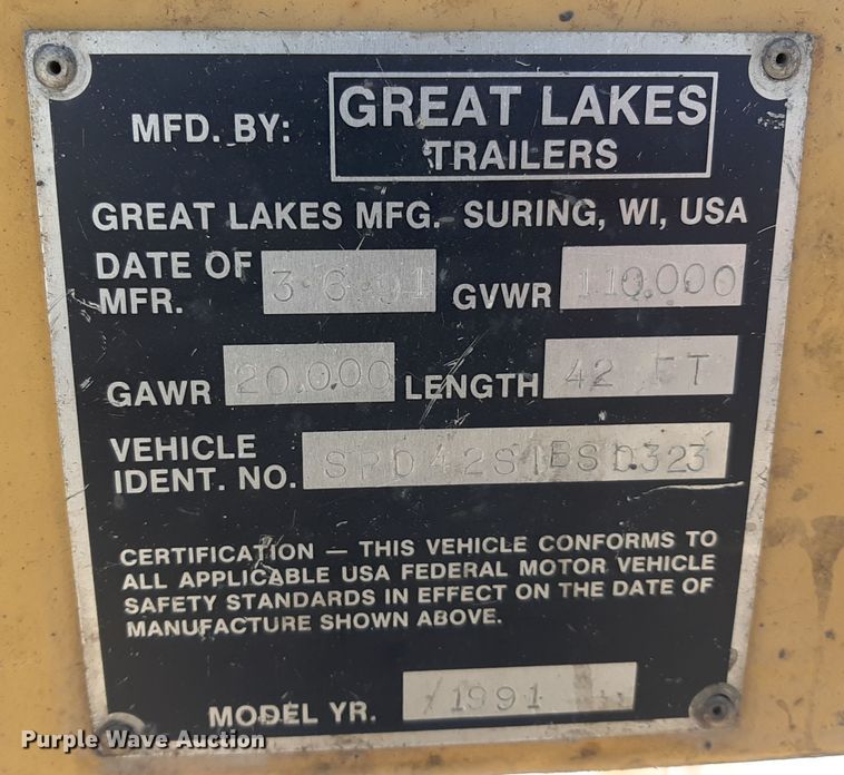 image for item LX9851 1991 Great Lakes  sandblasting trailer