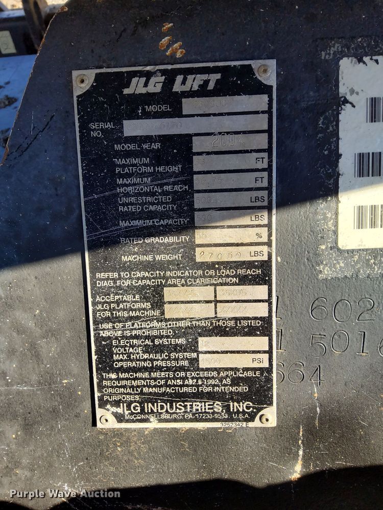 image for item LX9927 2004 JLG 660SJC  boom lift