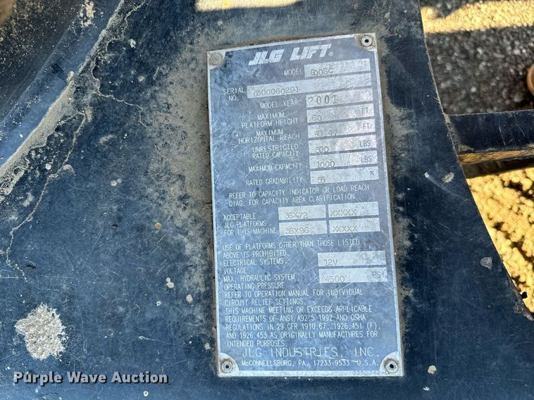 image for item LX9928 2001 JLG 600SC  boom lift