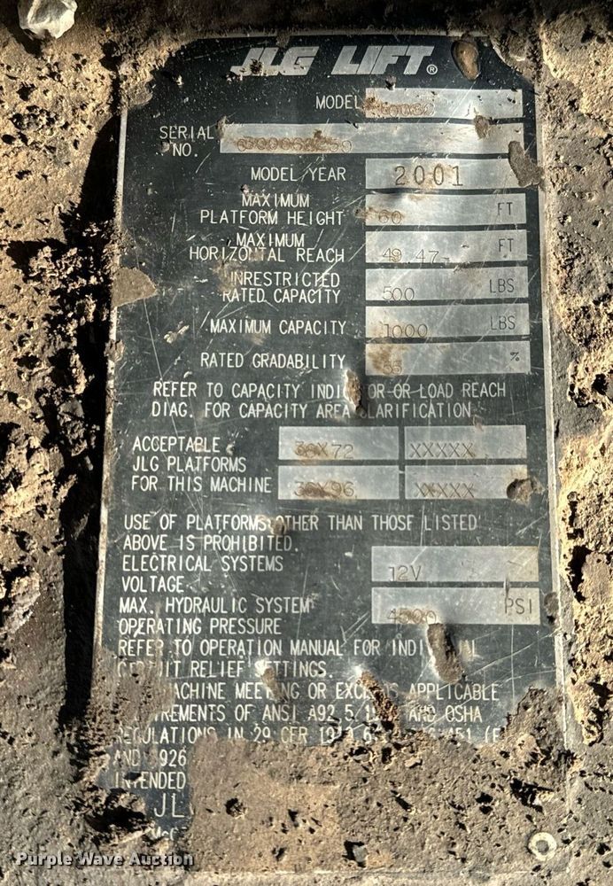 image for item LX9929 2001 JLG 600SC  boom lift