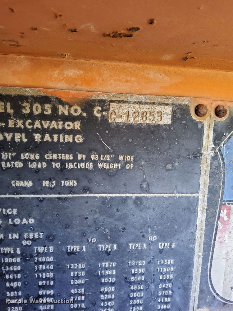 image for item LX9937 1965 Koehring 305  crane