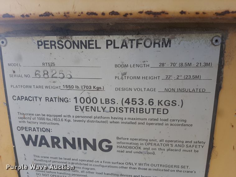 image for item LX9938 1985 Grove RT525  crane