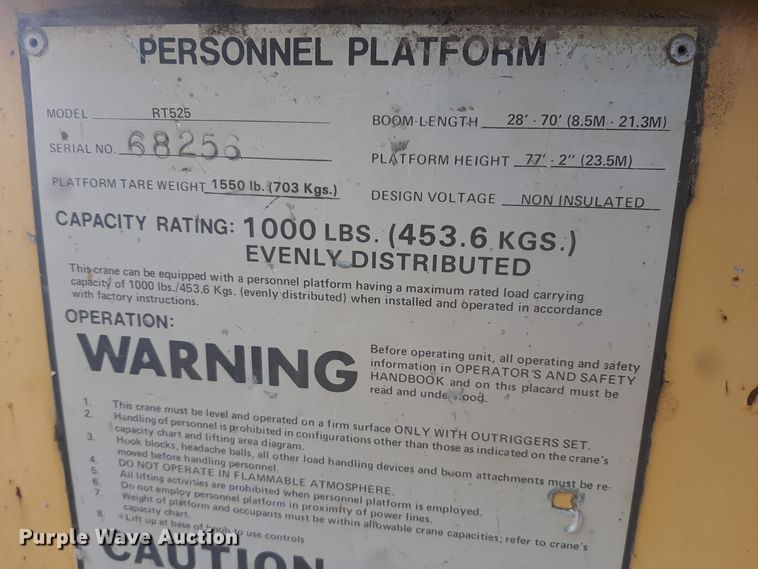 image for item LX9938 1985 Grove RT525  crane