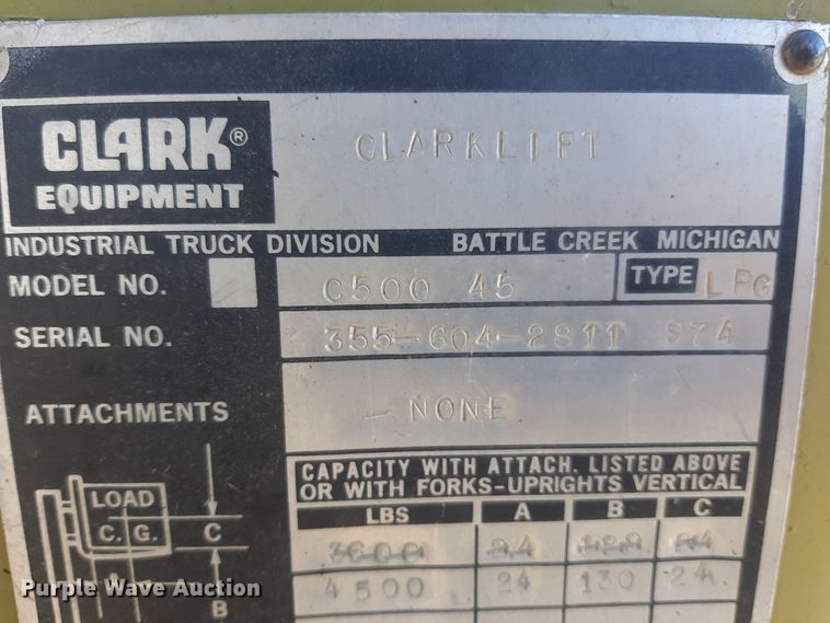 image for item LX9952 Clark C500  45  forklift