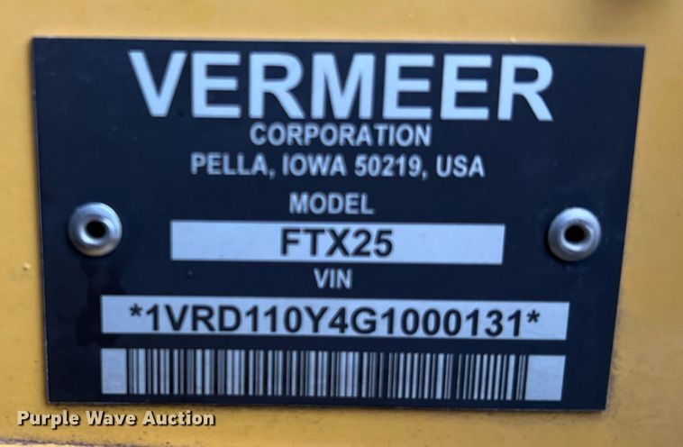 image for item MH9966 2016 Vermeer FTX25  trencher