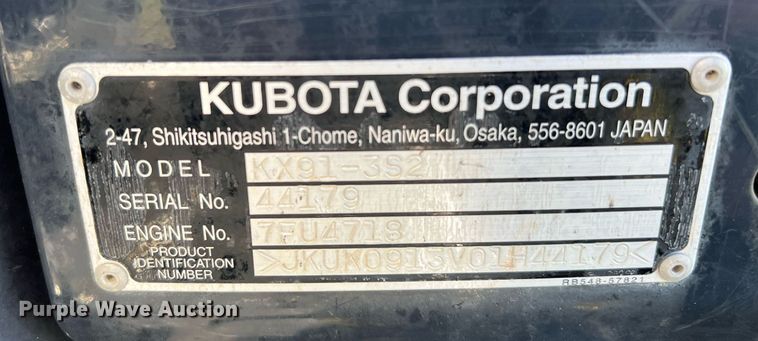 image for item MH9967 2016 Kubota KX91-3  mini excavator