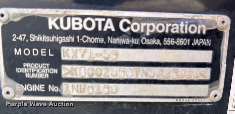 image for item MH9972 2022 Kubota KX71-3R1  mini excavator