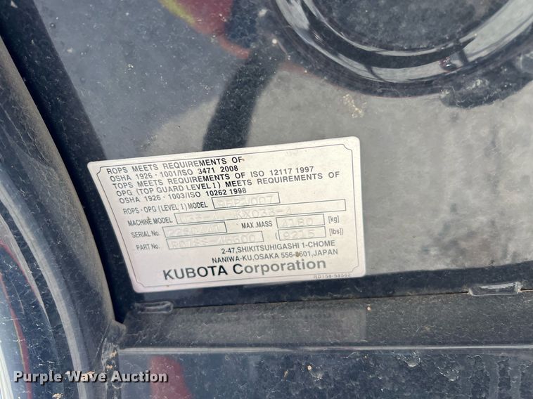 image for item MH9975 2022 Kubota KX033-4R1A  mini excavator