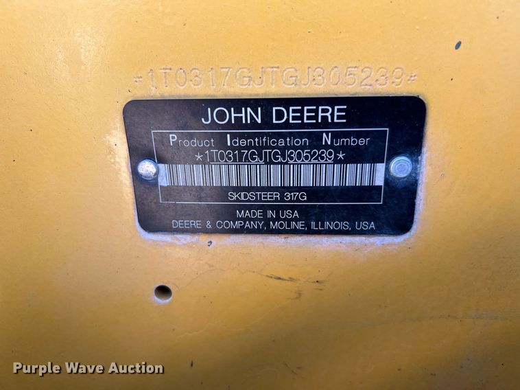 image for item MH9997 2017 John Deere 317G  tracked skid steer loader