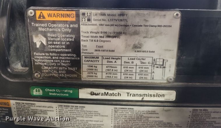 image for item MI9865 2013 Hyster H70FT  forklift