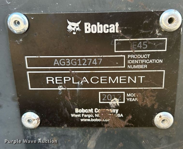image for item MO9128 2012 Bobcat E45  mini excavator