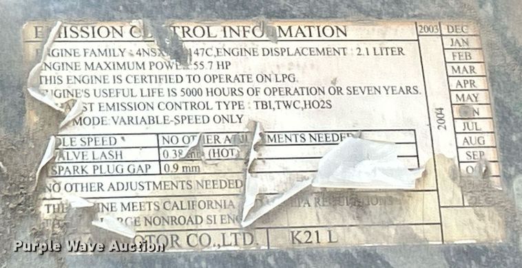 image for item NE9566 Nissan MCPL02A2BLV  forklift