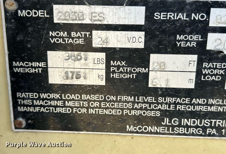 image for item NE9568 2007 JLG 2030ES  scissor lift