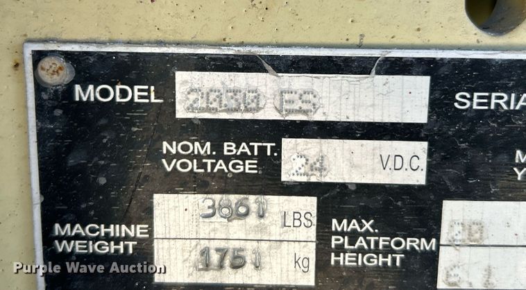 image for item NE9568 2007 JLG 2030ES  scissor lift