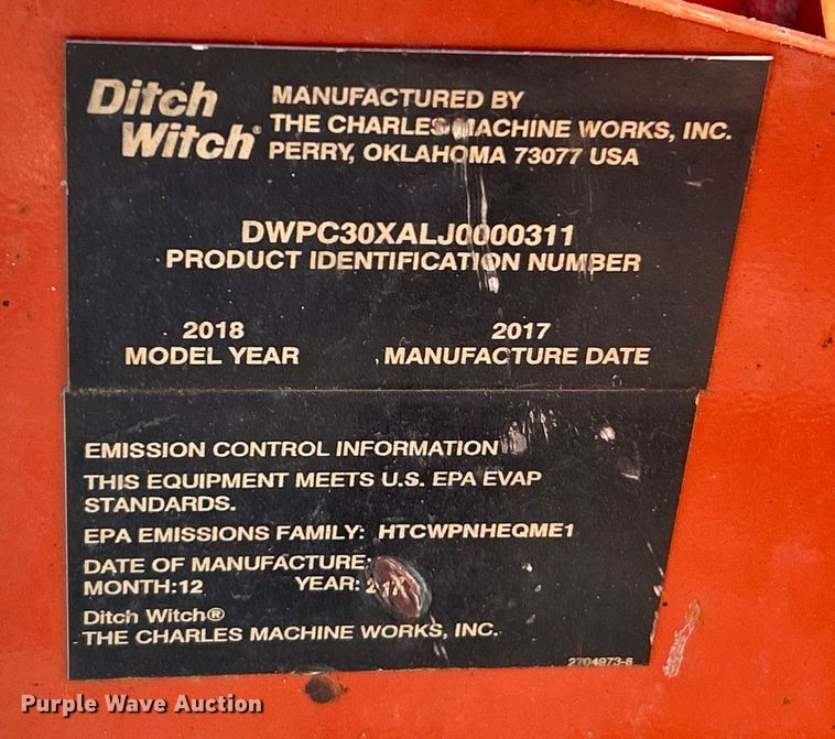 image for item NE9578 2018 Ditch Witch C30X  trencher