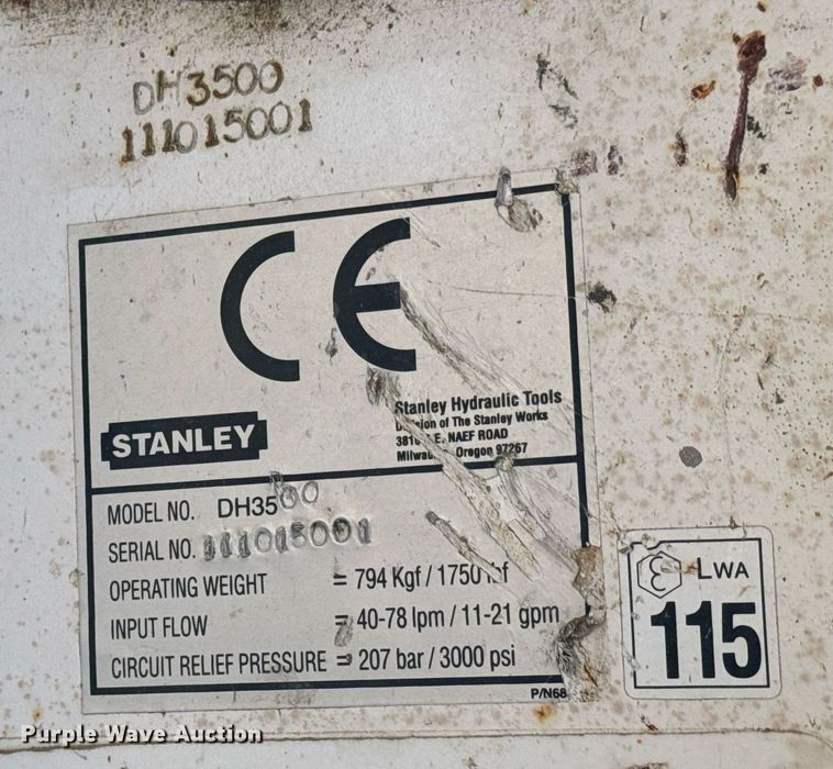 image for item NI9561 Stanley DH3500 Cyclone  skid steer drop hammer