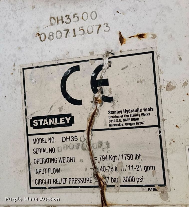 image for item NI9564 Stanley DH3500 Cyclone  skid steer drop hammer