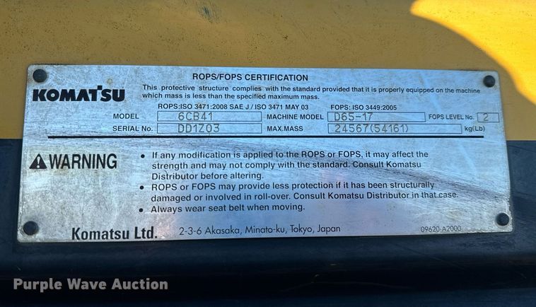 image for item NI9586 2013 Komatsu D65WX-17  dozer