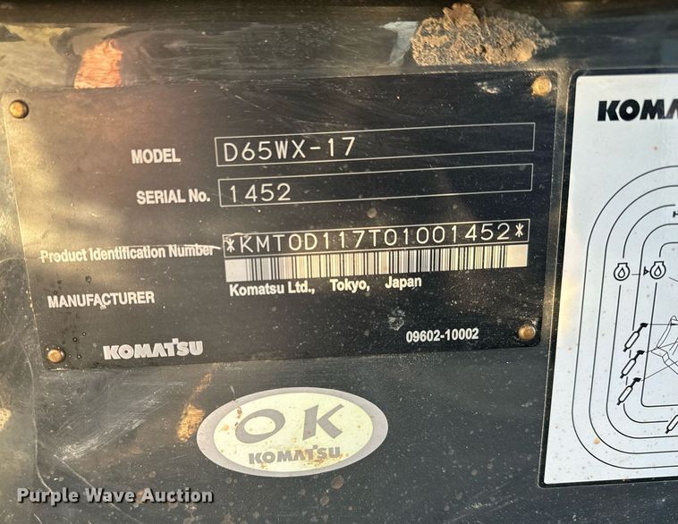 image for item NI9586 2013 Komatsu D65WX-17  dozer