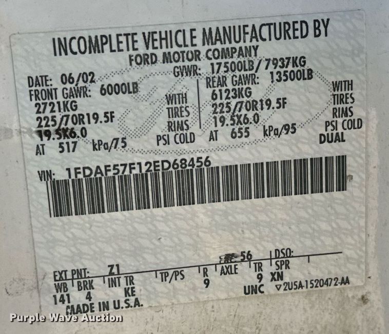 image for item NI9599 2002 Ford F550 Super Duty  bucket truck