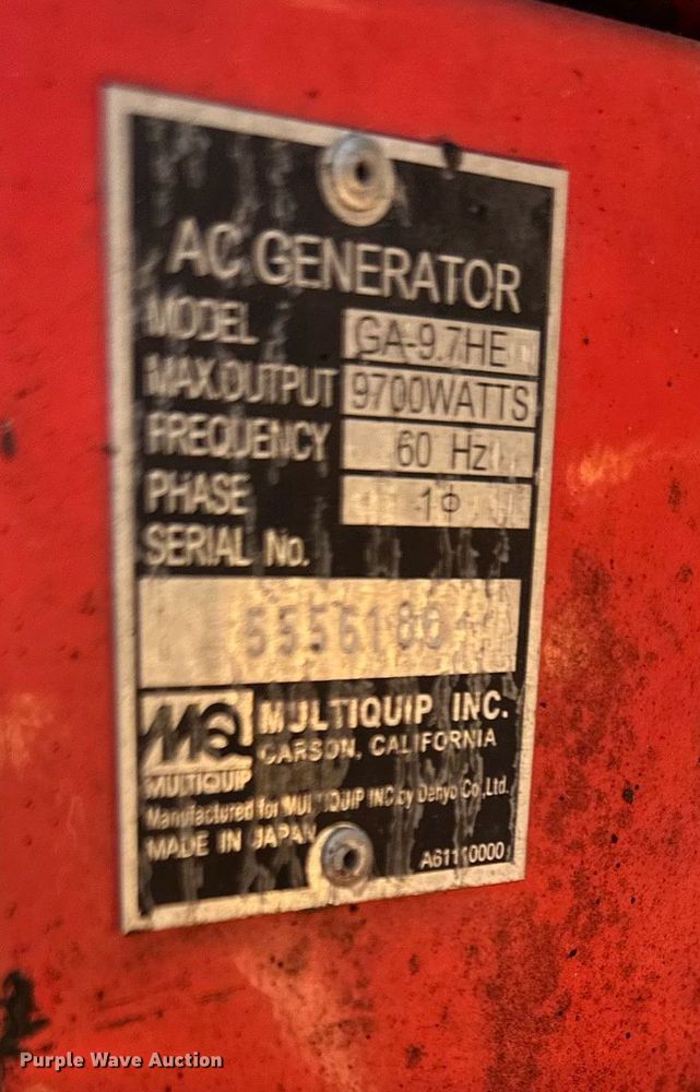 image for item NL9154 Multiquip GA-9.7HE  generator