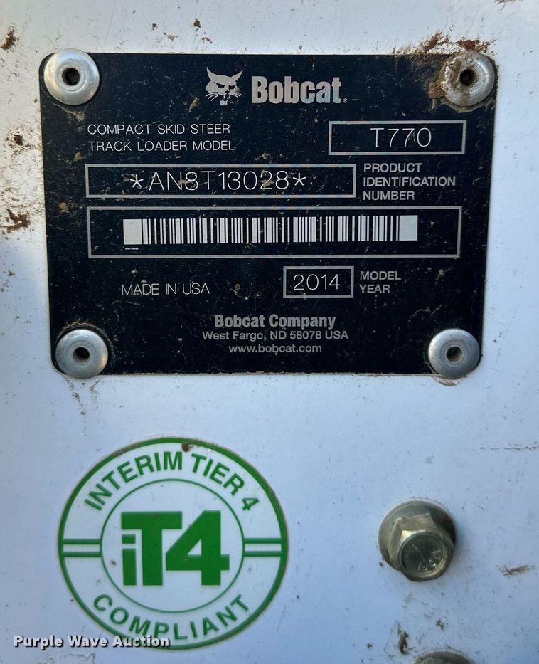 image for item NL9277 2014 Bobcat T770  tracked skid steer loader