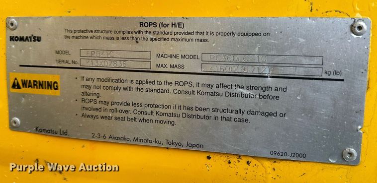 image for item NM9075 2014 Komatsu PC360LC-10  excavator