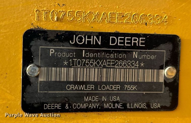 image for item NM9127 2014 John Deere 755k  track loader