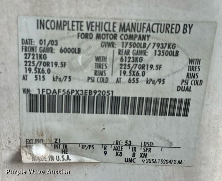 image for item NM9170 2003 Ford F550 Super Duty XL  bucket truck