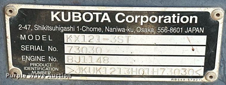 image for item NO9382 2011 Kubota KX121-3  mini excavator