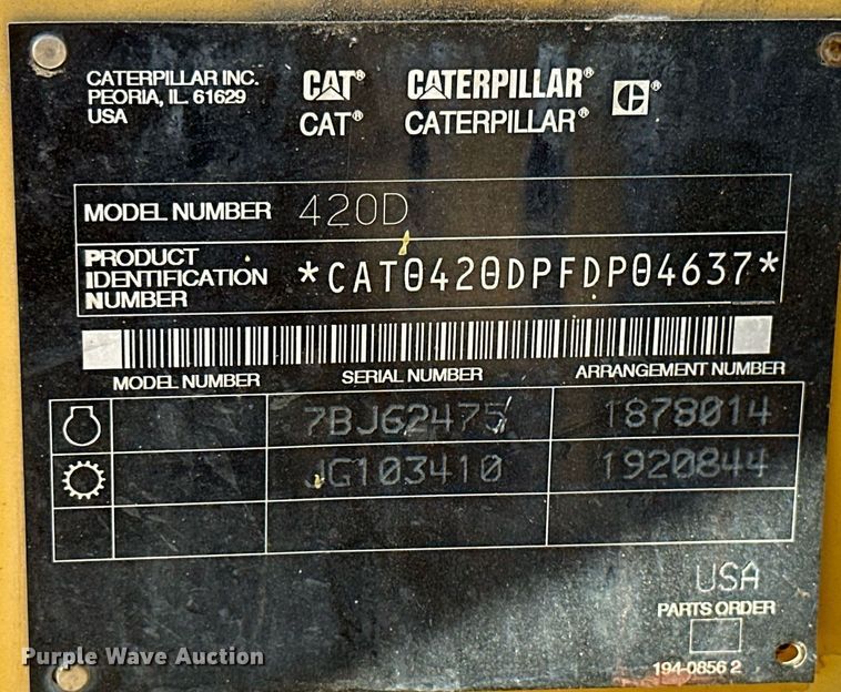 image for item NO9383 2002 Caterpillar 420D  backhoe