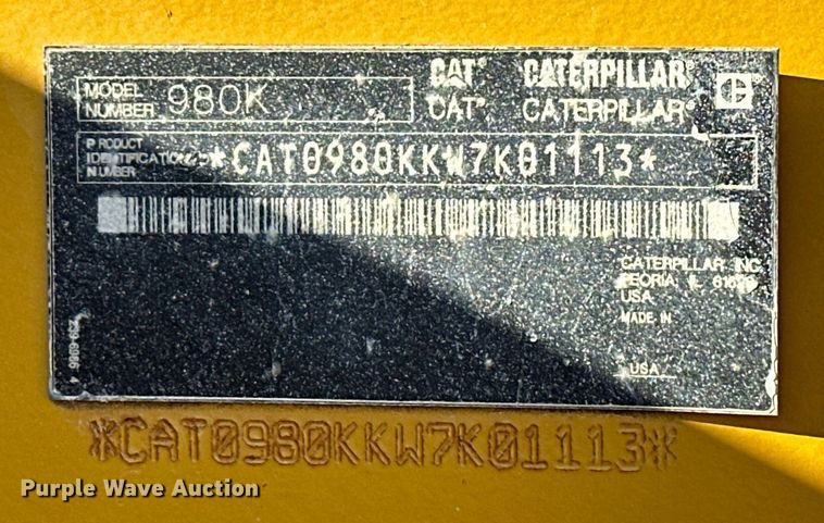image for item NO9489 2012 Caterpillar 980K  wheel loader