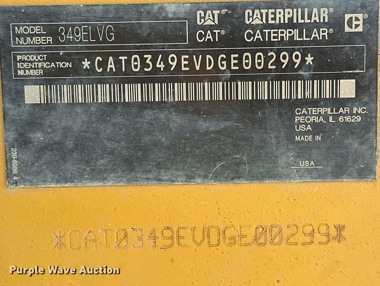image for item NO9490 2014 Caterpillar 349E L  excavator