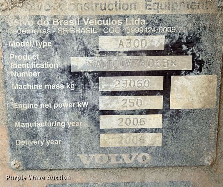 image for item NO9491 2006 Volvo A30D  haul truck