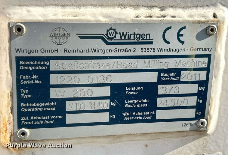 image for item NR9508 2011 Wirtgen W200  milling machine