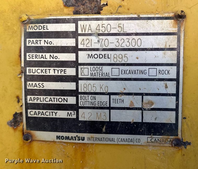 image for item NS9024 2002 Komatsu WA450-5  wheel loader