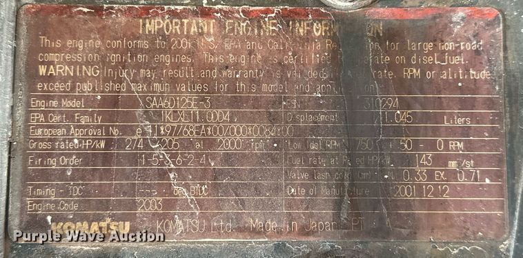 image for item NS9024 2002 Komatsu WA450-5  wheel loader