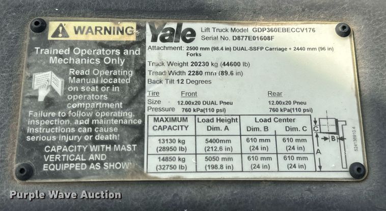 image for item NX9983 2008 Yale GP360EB  forklift